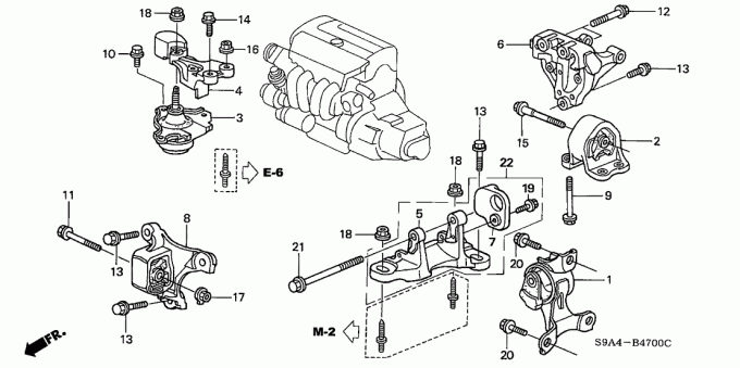 Montagens de motor de borracha direitas dianteiras Honda Civic CRV 2002-2005 2,0 litros 2,4 litro OEM# 50840-S7C-000