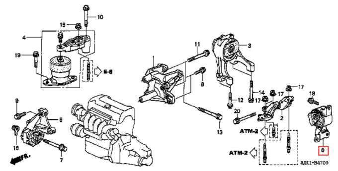 Montagens de motor de borracha 50850-SFE-003 da transmissão Honda Odyssey 2,4 litro RBI 2005-2008