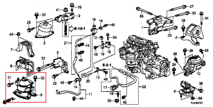 Suporte de motor dianteiro hidráulico Honda Accord V6 2008-2012 2.0L 50830-TA2-H02