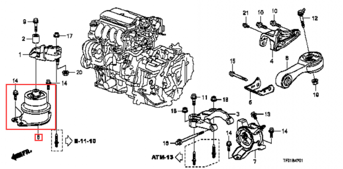 As peças de borracha Honda City do carro da montagem de motor do lado 50822-TF0-J02 couberam 2008-2012 1,5 litros 50822-TG0-J02