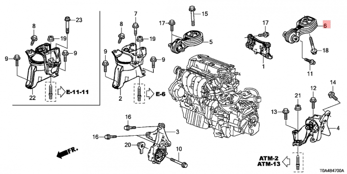 Mais baixo Honda CR-V traseiro 2012 amortecedor 2,4 litro 50890-T0A-A81 de Torquerod do motor 2013 2014 RE1