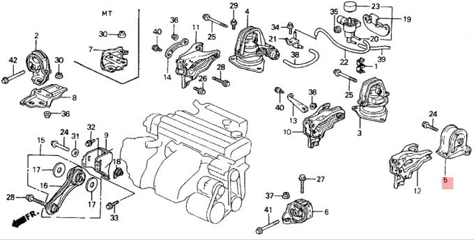 Montagens de motor de borracha traseiras 50810-SM4-000/010 Honda Accord 1990-1993 2,0 litros isolador do motor da TA