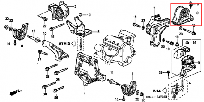 Montagens de motor de borracha 50810-SR3-983 do conjunto completo traseiro Honda Integra 1998 CRV 1992 1.5L cívico 1.6L EK2